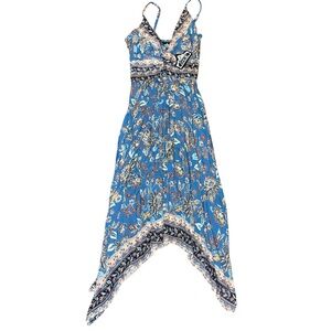 Angie Blue Maroon Midi Floral Sundress Festival NWT Ladies Medium Boho Peach